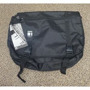 Tribeca Messenger Bag Solid Black 16x12 Laptop Books Adjustable Strap NWT